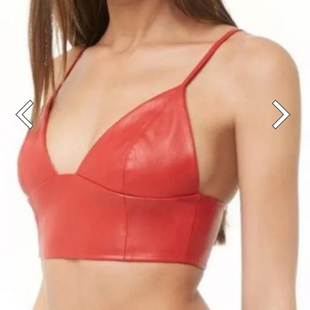 Forever 21 Red Faux Leather Crop Top